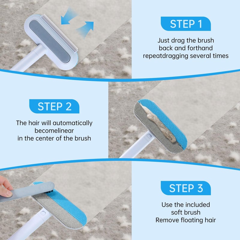 INABULETWO Multifunctional Pet Hair Remover Tool for Furniture, Reusable Washable Dog and Cat Hair Lint Removal Brush, 4 in 1 17.3Inch Extendable, Adjustable Lint Brush - Image 4